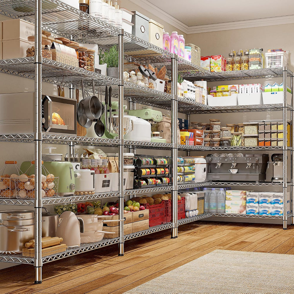 REIBII 1500LBS Storage Shelves 61.7''W Wire Shelving Unit 5 Tier Meta...