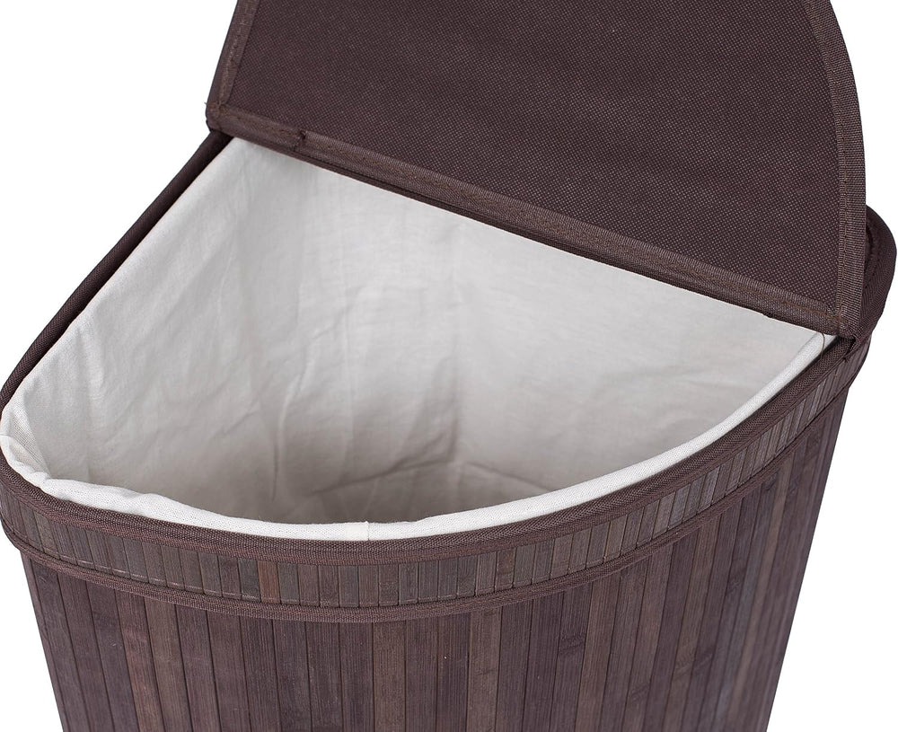 BirdRock Home Corner Laundry Hamper with Lid and Cloth Liner | Bamboo | Espre...
