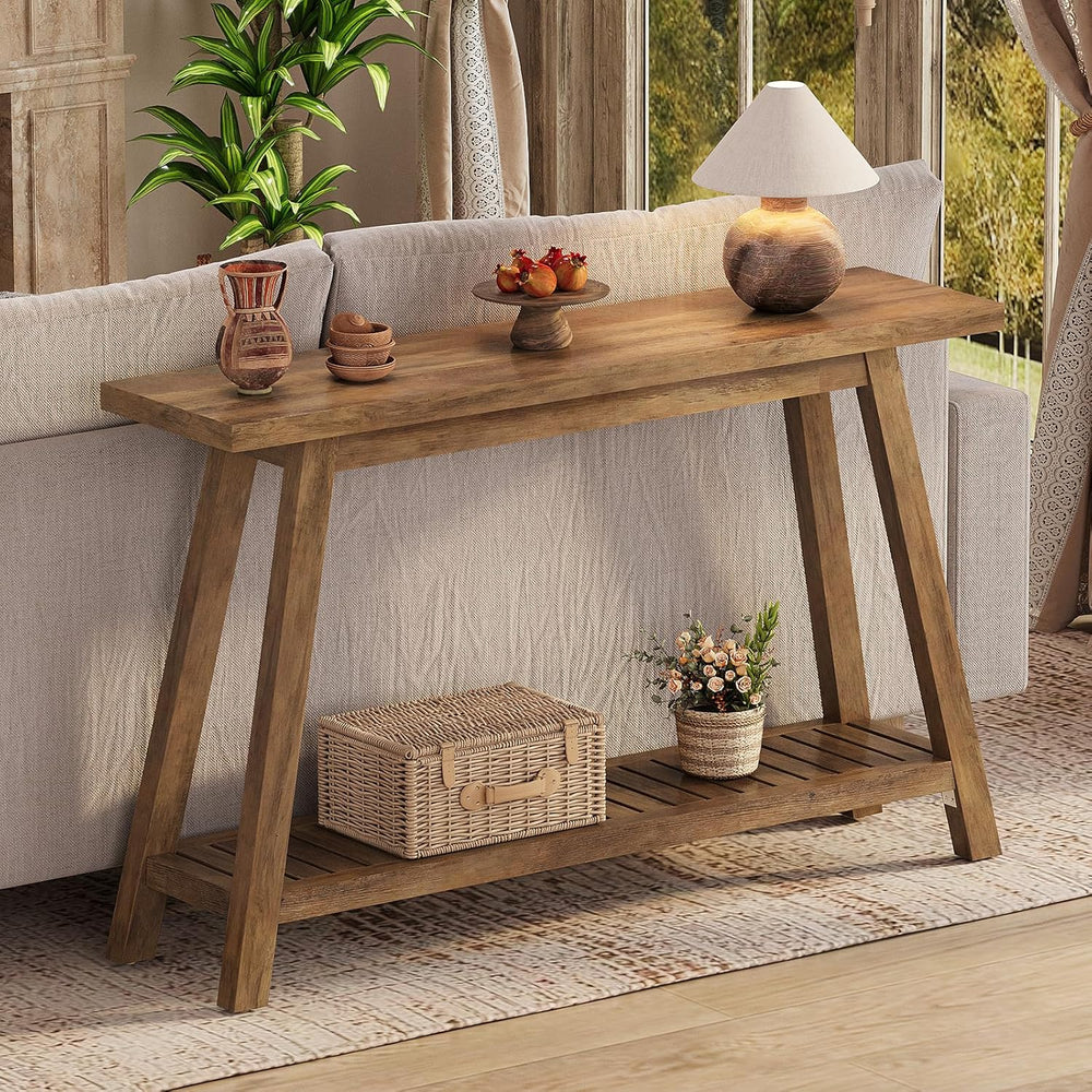47.2" Farmhouse Console Table with 2-Tier Open Storage
