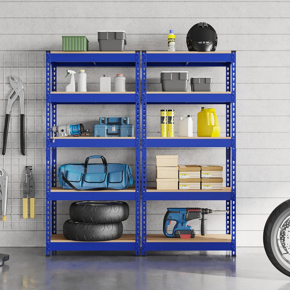 Topeakmart 5 Tier Metal Storage Shelving Unit, 27.5x12x60 Inch, Blue