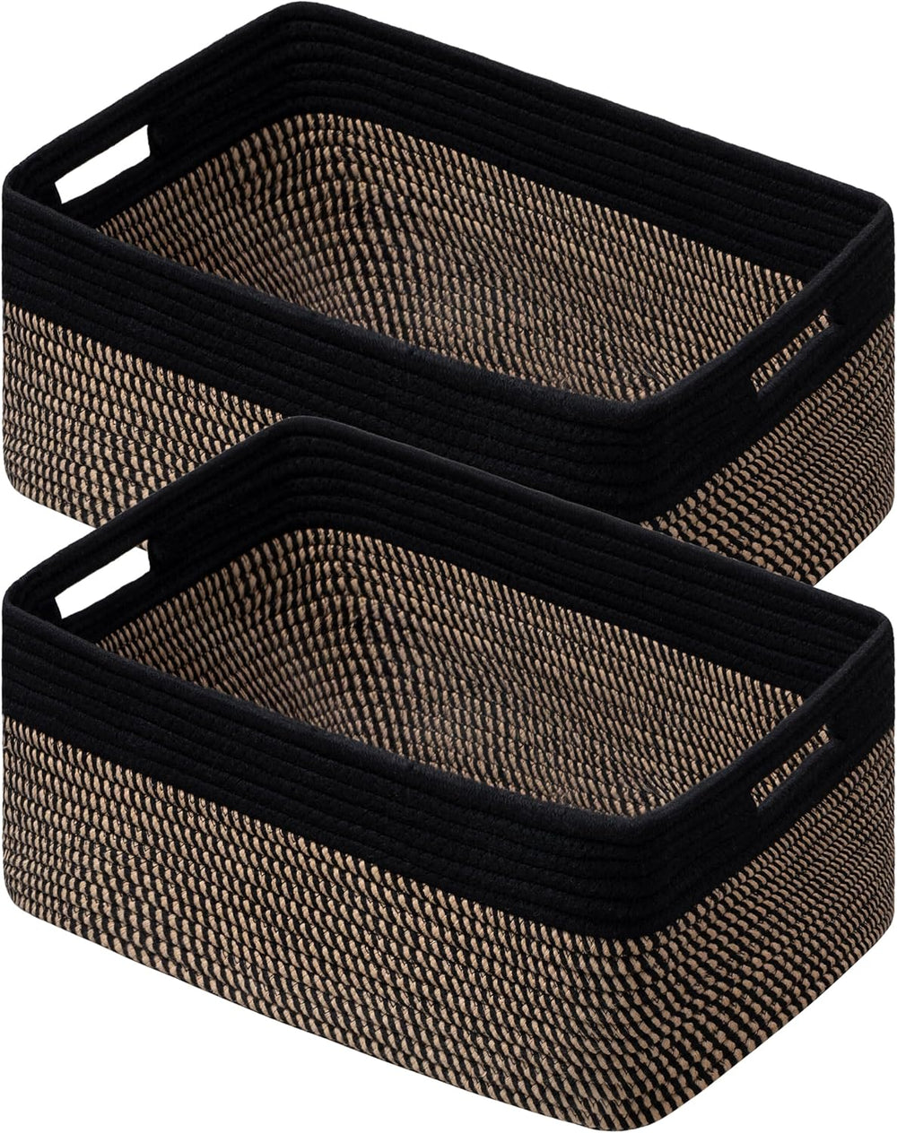 2 Pack Storage Baskets for Organizing, Large Woven Storage Basket, Black&...