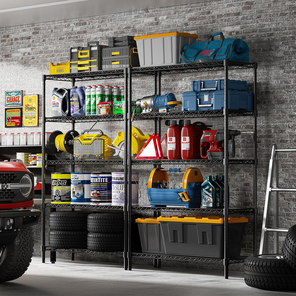45" W Storage Shelves 5 Tier Wire Shelving, Adjustable Metal Shelving Un...