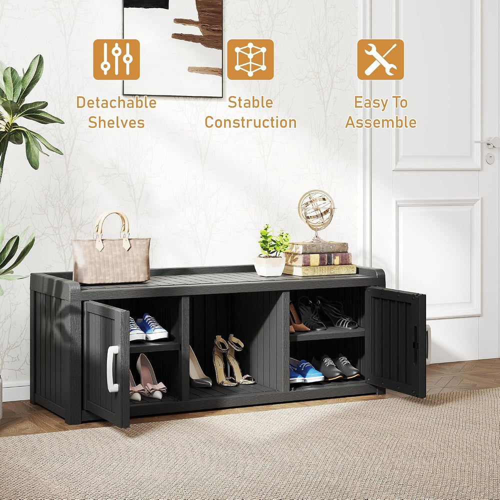 KAMABOKO Shoe Storage Cabinet Waterproof UV-Resistant, Entryway Storage Bench...