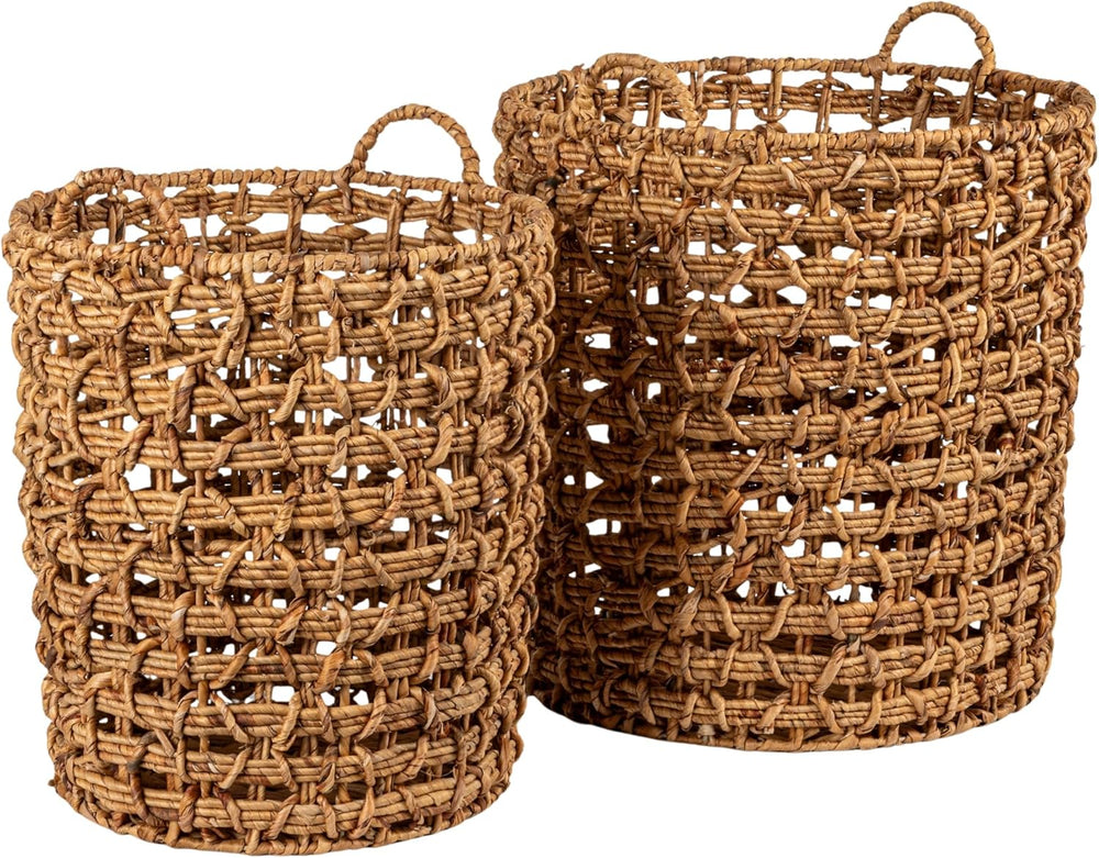 Creative Co-Op Round Water Hyacinth Baskets, Set of 2