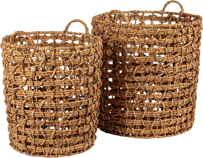 Creative Co-Op Round Water Hyacinth Baskets, Set of 2