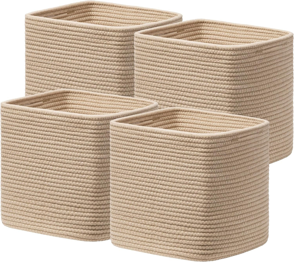 joybest 11inch Cube Storage Bins, Cotton Rope Woven Organizer Basket