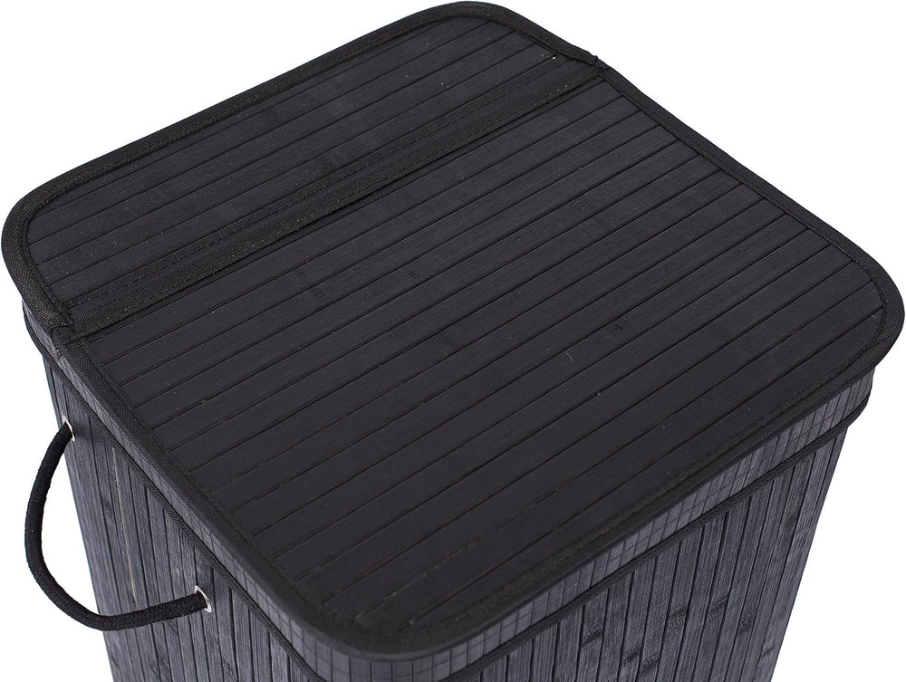 BIRDROCK HOME Square Laundry Hamper with Lid and Cloth Liner, Medium Basket w...