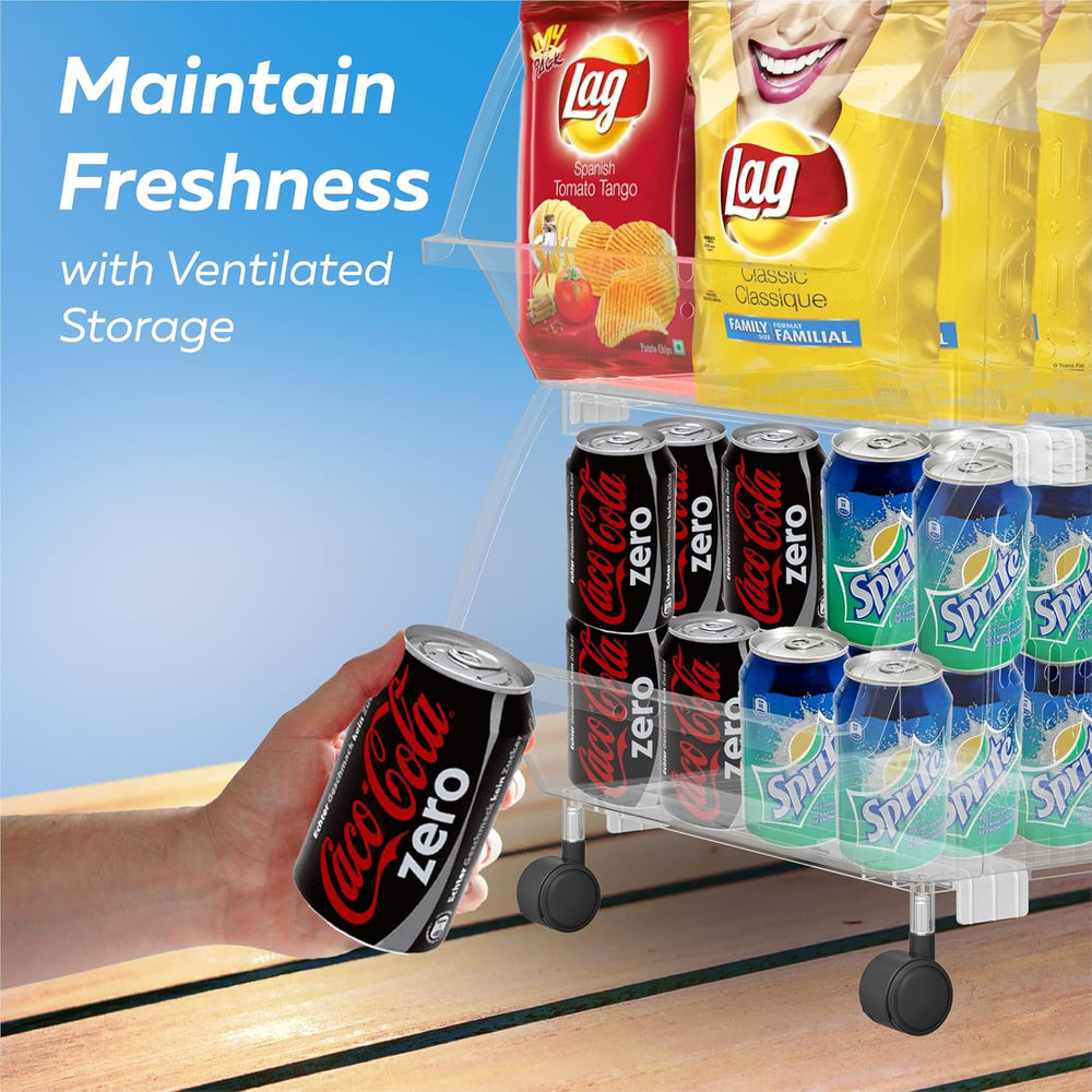 Large Stackable Storage Bins Open Front with Wheels, 8 Pack - Clear