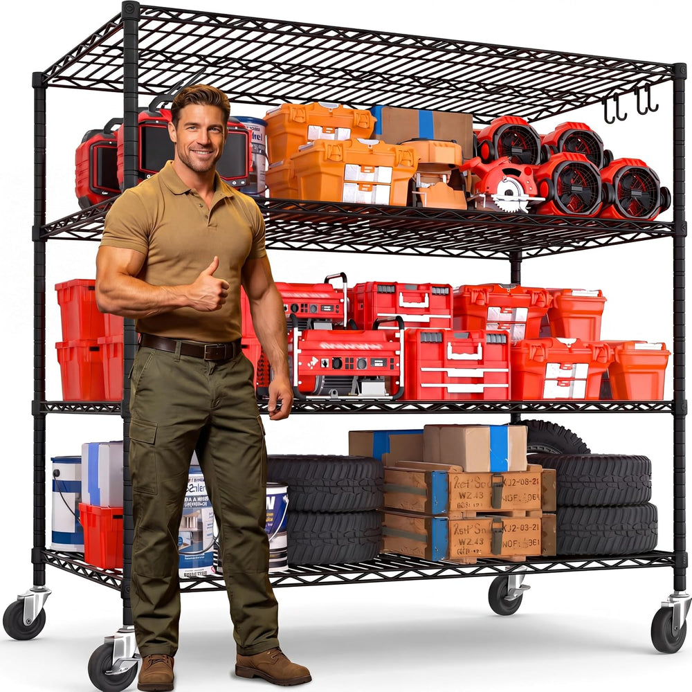PrimeZone 55.5"Wx24"x80" Heavy Duty Metal Wire Storage Shelvin...