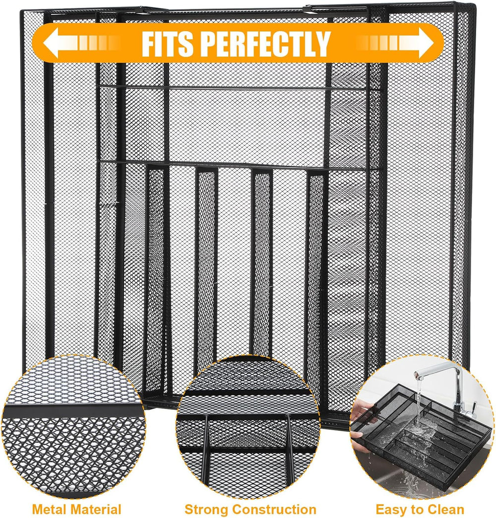 2 Pcs Utensil Drawer Silverware Organizer, Metal Mesh Expandable 13" ~24...