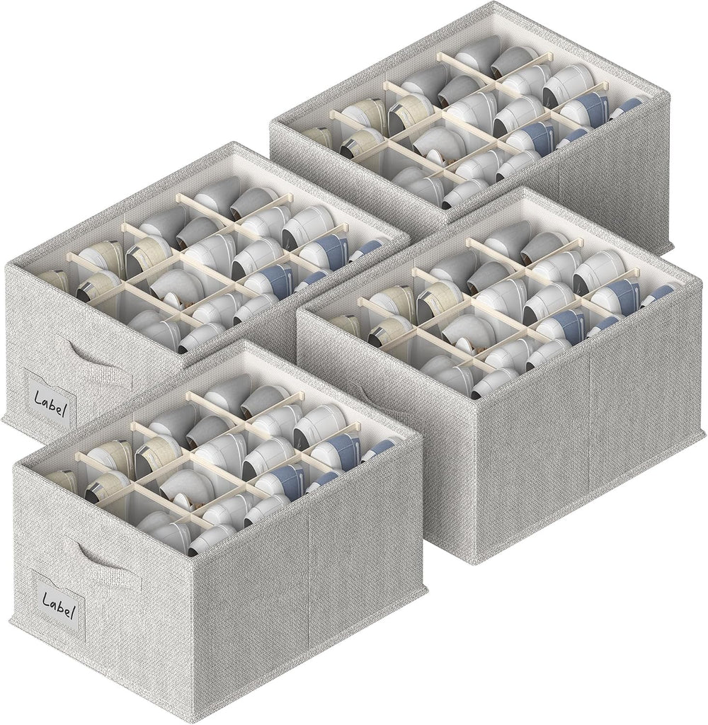 FHSQX 4 Pack Shoe Organizer for Closet,Foldable Shoe Organizer,Fits up to 48 ...