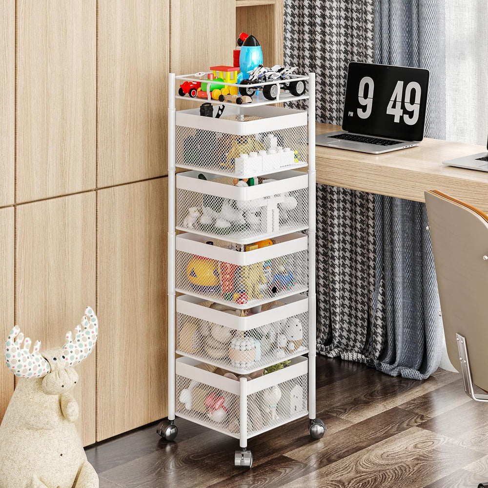 Fruit Basket for Kitchen No Assembly,Rotating Kitchen Storage Rack,Bathroom S...