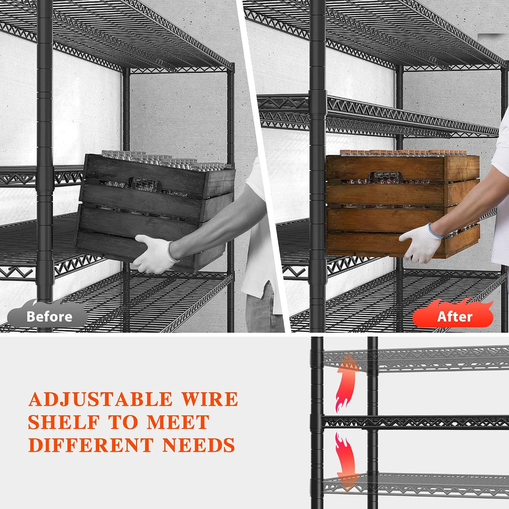 REIBII Storage Shelves 3200 LBS Capacity Wire Shelving with Wheels Heavy Duty...