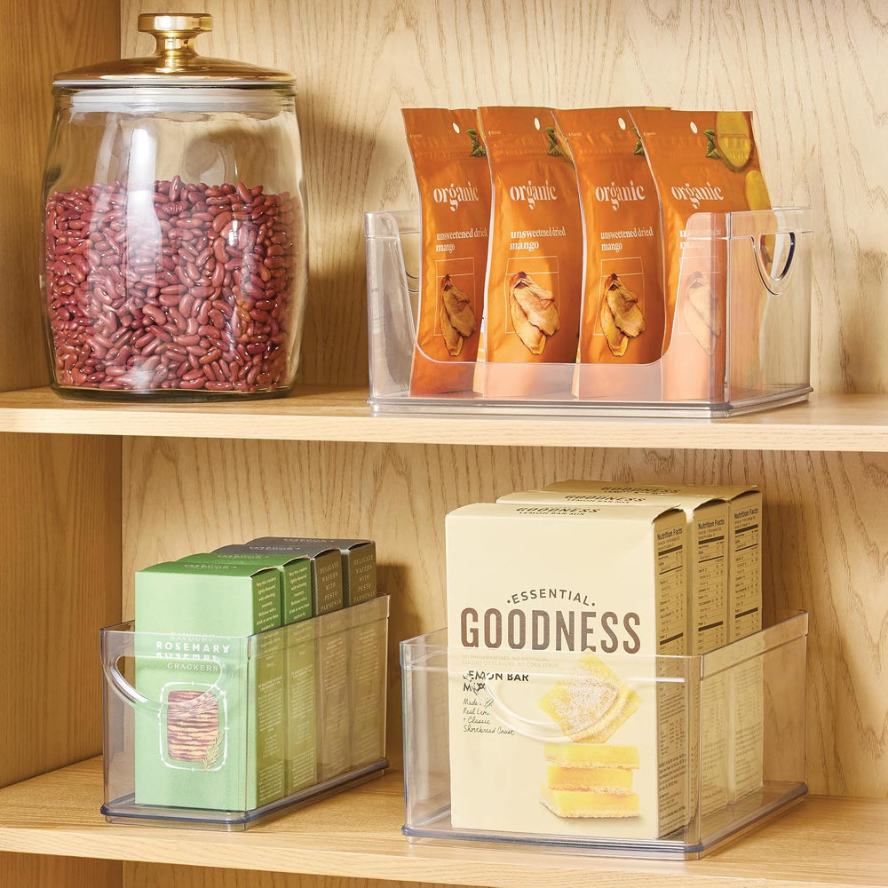 iDesign Plastic Stackable Kitchen Cabinet Storage Bin with Handles - Clear Pa...