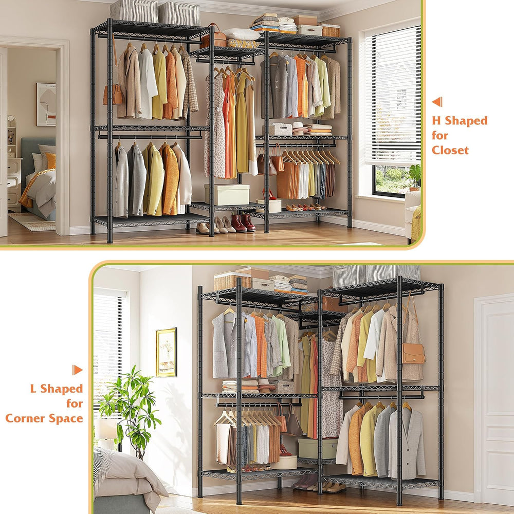 Raybee Clothes Rack, L Shaped Portable Closets for Hanging Clothes, 900LBS