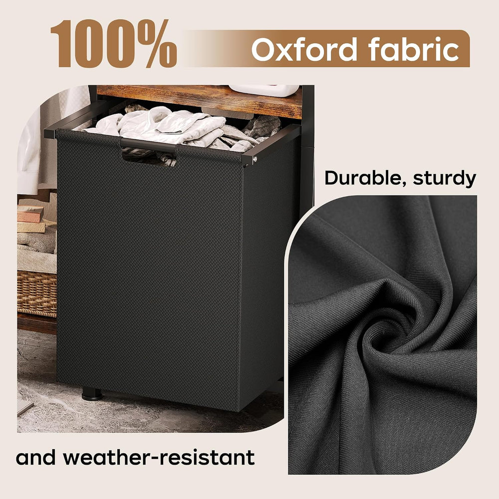 Laundry Hamper with Hanging Rack and 3 Shelves, Large Laundry Storage Basket,...