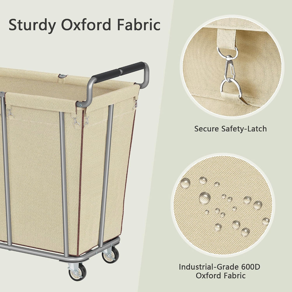 Gewudraw 360L Laundry Hamper with Wheels, Khaki, 95 Gallons
