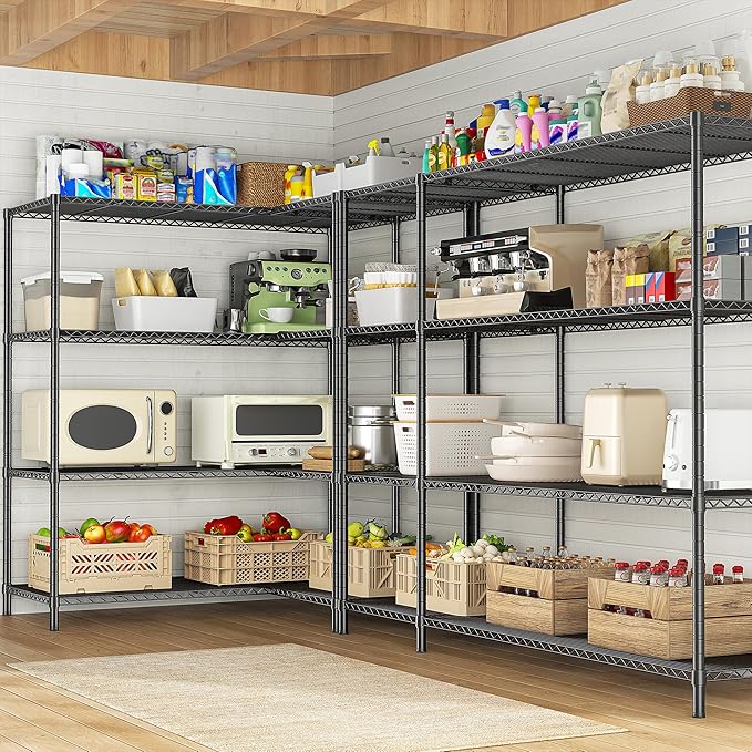 52.36''W Storage Shelves Metal Shelving Unit Load 1120LBS 4 Tier Wire Shelving
