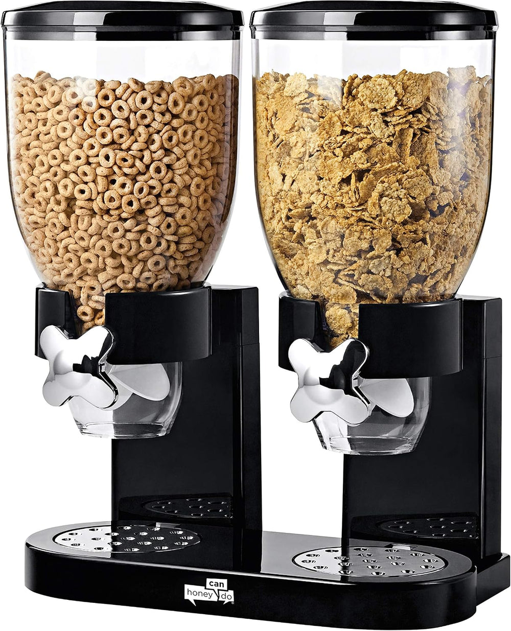 ZevrO Dry Food & Cereal Dispenser, 4.4 Cups, Black, Original Dual