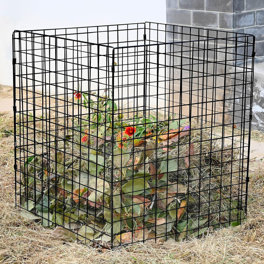 Large Compost Bin Outdoor, Square Mesh Garden Wire Compost Bin for Stacking L...