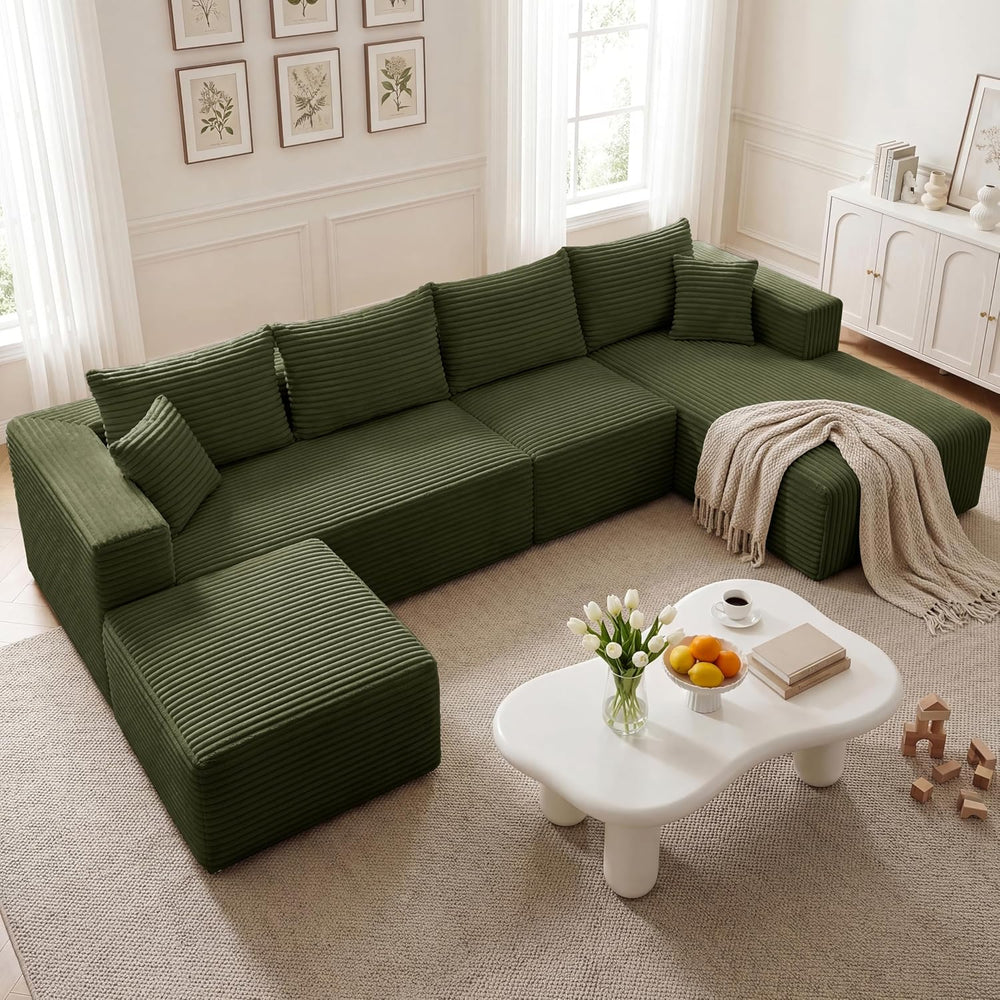 27.56'' Plush Fluffy Corduroy Poofy Ottoman in a Box for Boneless Sof...
