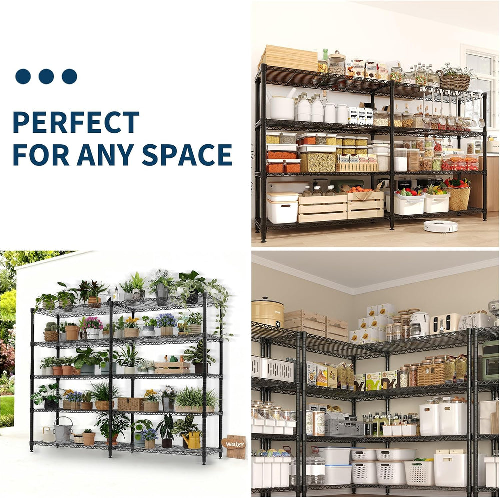 Garvee Metal Storage Shelves 4-Tier, Wire Shelving Rack 59"Wx13.8"D...