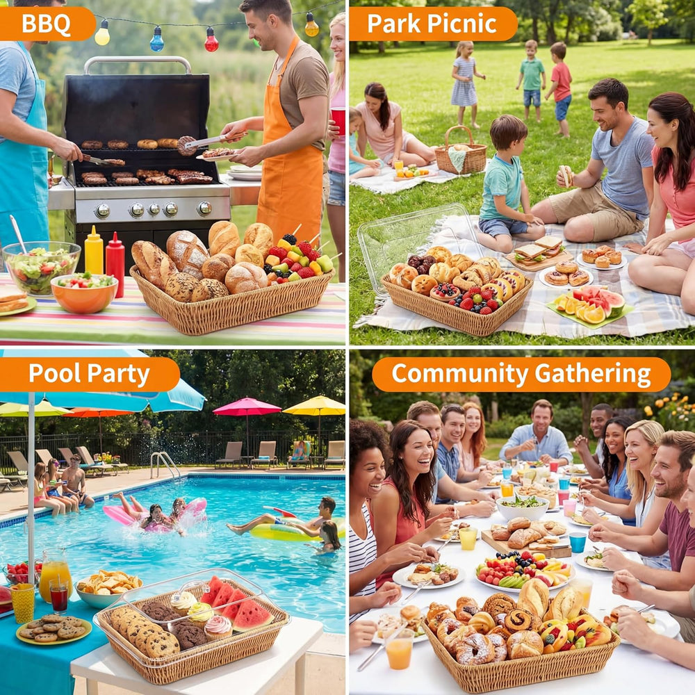 Ziliny 2 Set Wicker Bread Basket forServing, 15.75" X 11.81",13.78&...