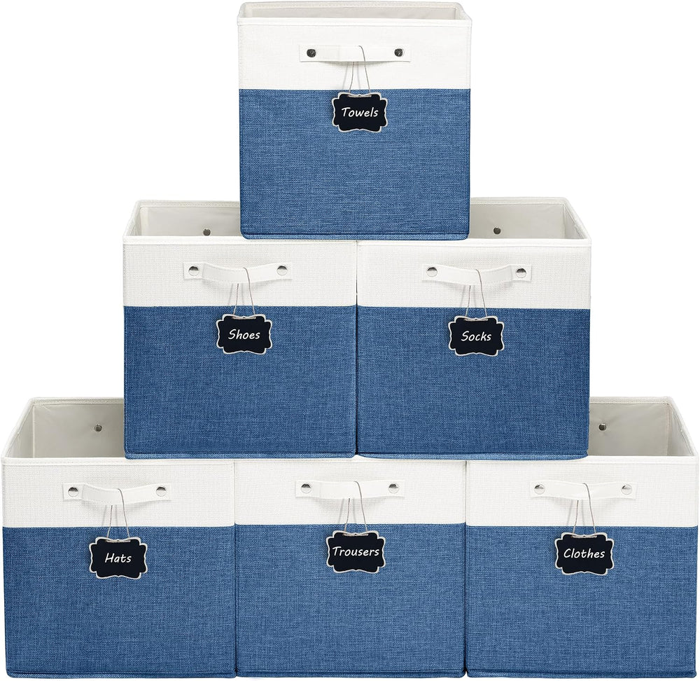 FinishingBo 13 inch Cube Storage Bins with Handles 6 Pack