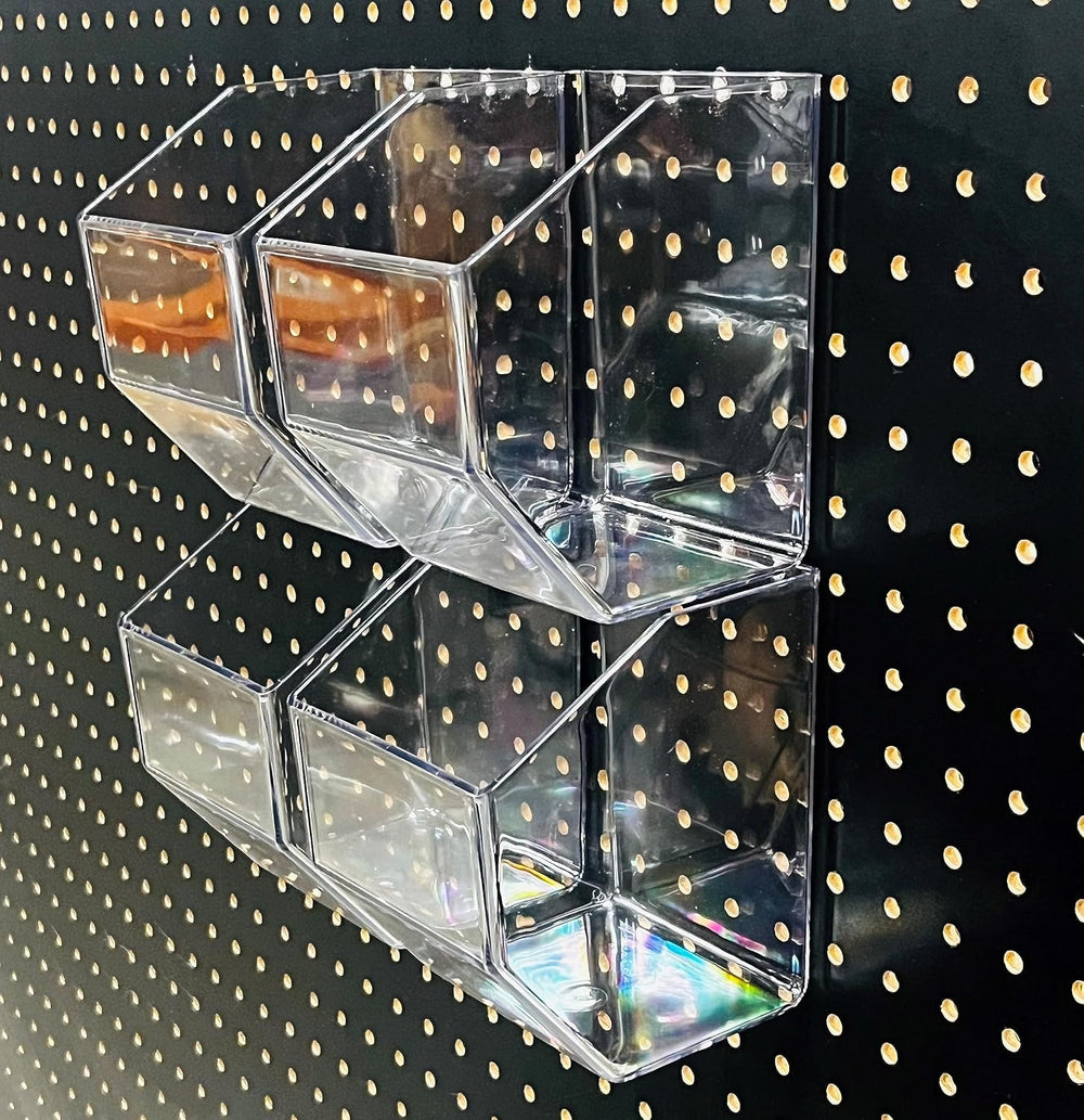 Clear Acrylic Pegboard Bins, 4-Pack, Snap-On Storage Cups for Standard Pegboa...