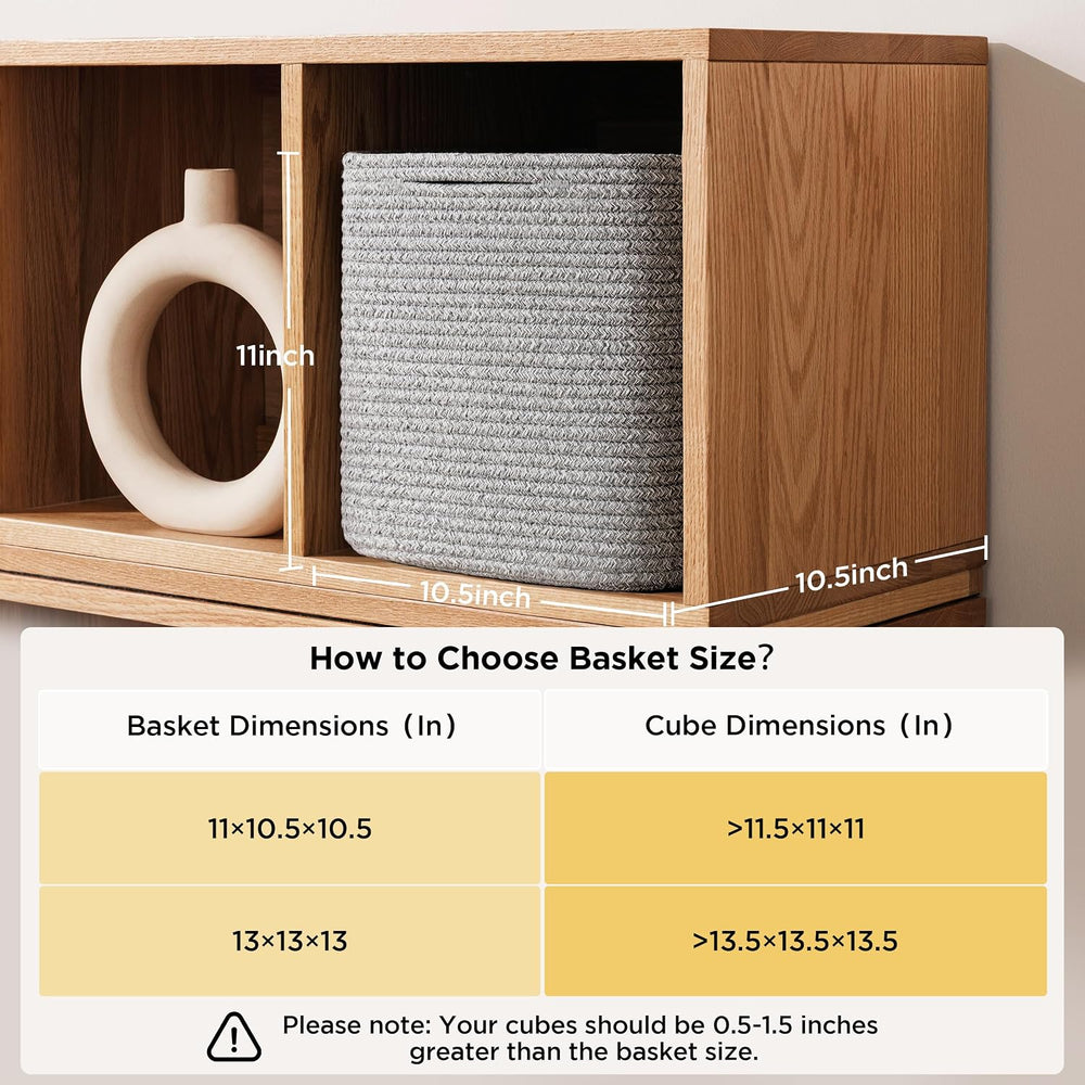 joybest 11inch Cube Storage Bins, Cotton Rope Woven Organizer Basket