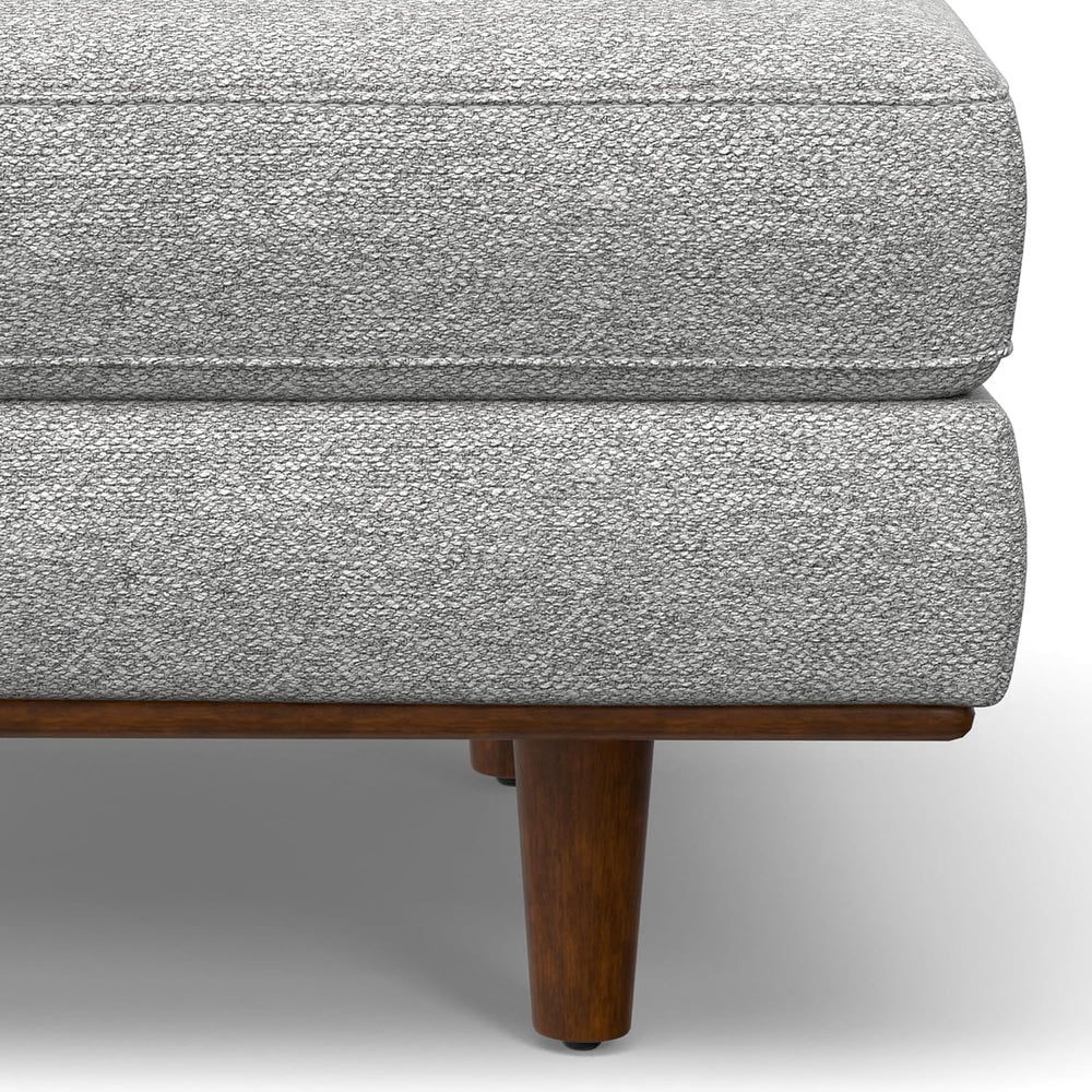 SIMPLIHOME Morrison 49" Wide Woven-Blend Fabric Rectangle Ottoman in Grey