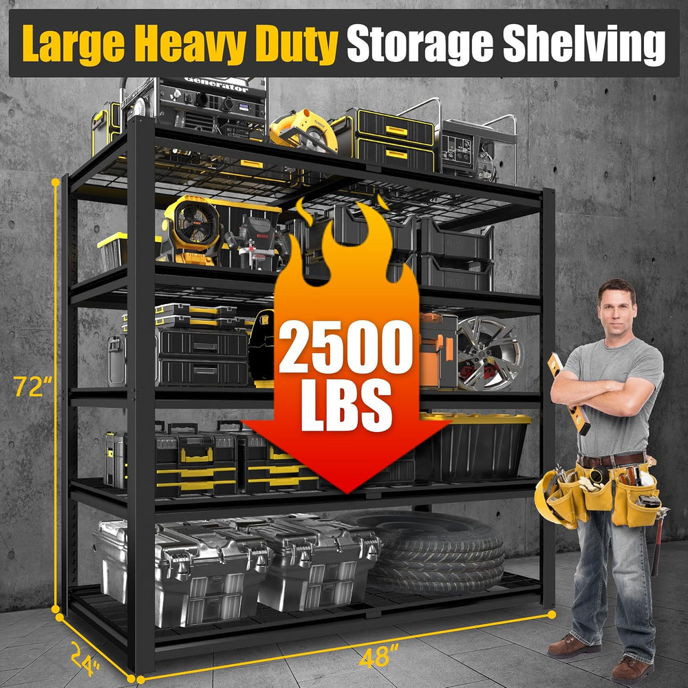 PrimeZone 48" W X 24" D X 72" H 5 Tier Heavy Duty Garage Shelv...