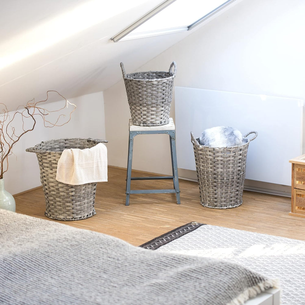 Relaxdays Set of 3 Storage Baskets, Woven, Robust, Storage Bin, Shelf Unit, 3...