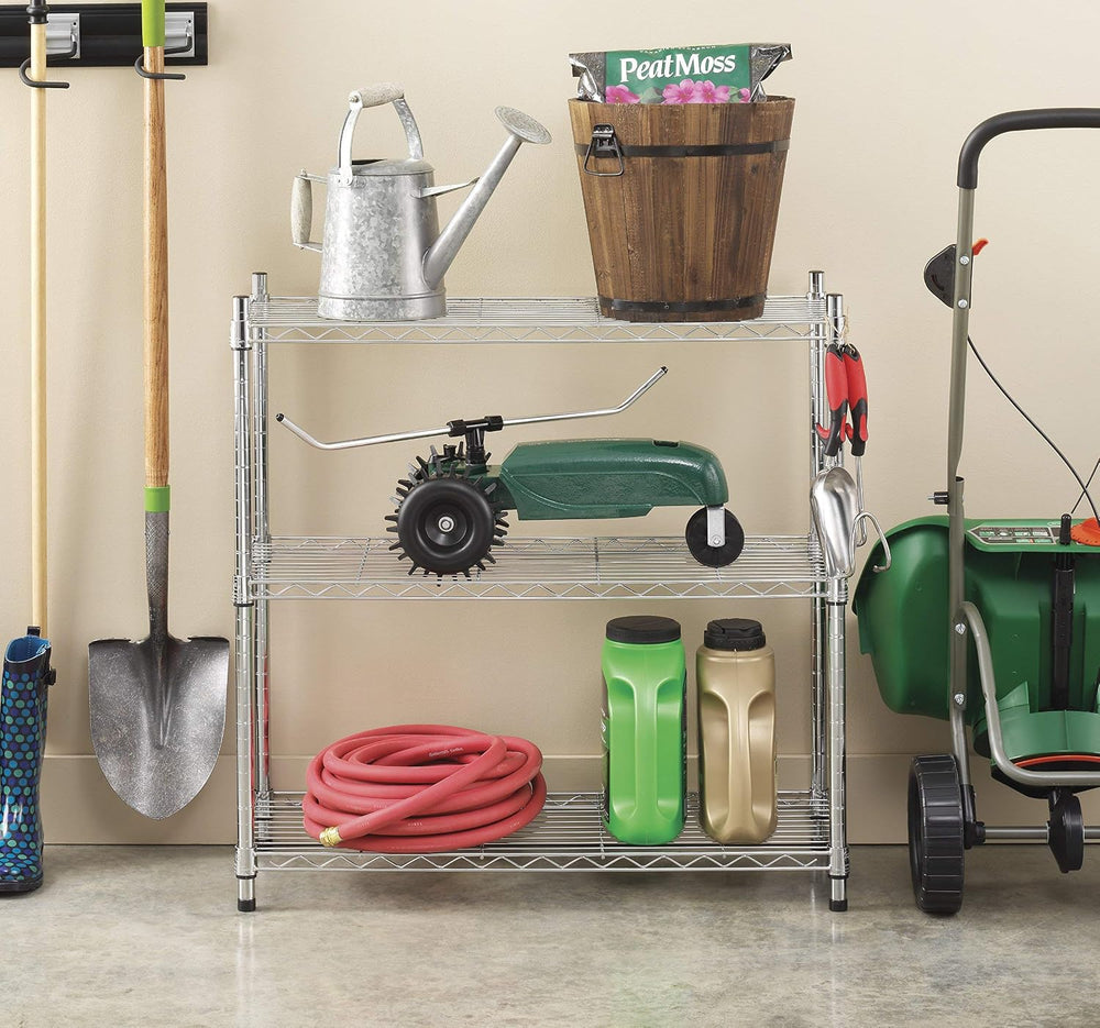 Whitmor 3 Tier Shelving Unit, Metal Storage Shelves, 400 lbs Capacity per She...
