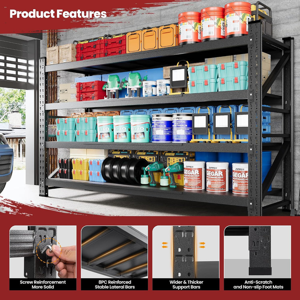 68" Wide Industrial Storage Shelves, 8000LBS Garage Shelving Heavy Duty,...