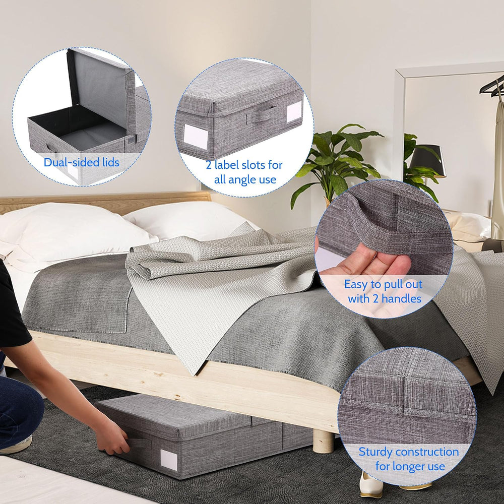 2 Pack Underbed Storage Containers Bin with Lids,32in Large Underbed Storage ...