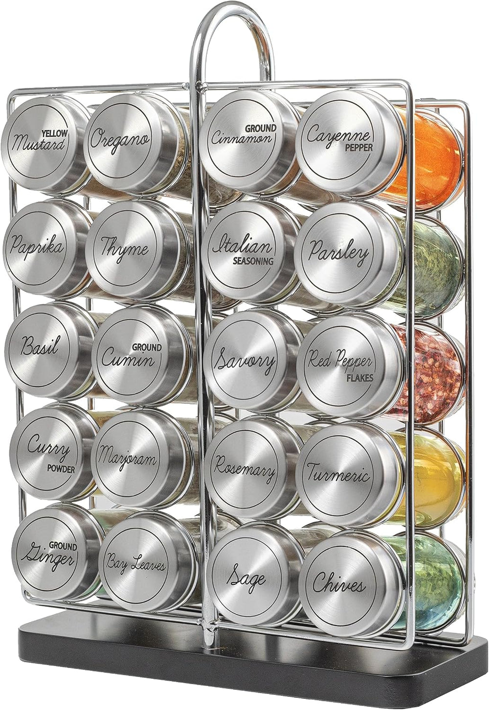 Orii 20 Jar Spice Rack Stainless Steel with Spices Included - Standing Rack S...
