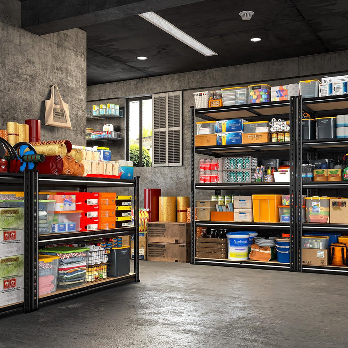2000LBS Storage Shelves Heavy Duty,5-Tier Metal Shelving Unit for Pantry Garage Laundry Room,Adjustable Utility Storage Rack with Steel Frame & Thick MDF Boards,27.8"W x 12"D x 60"H, Black,3 Pack