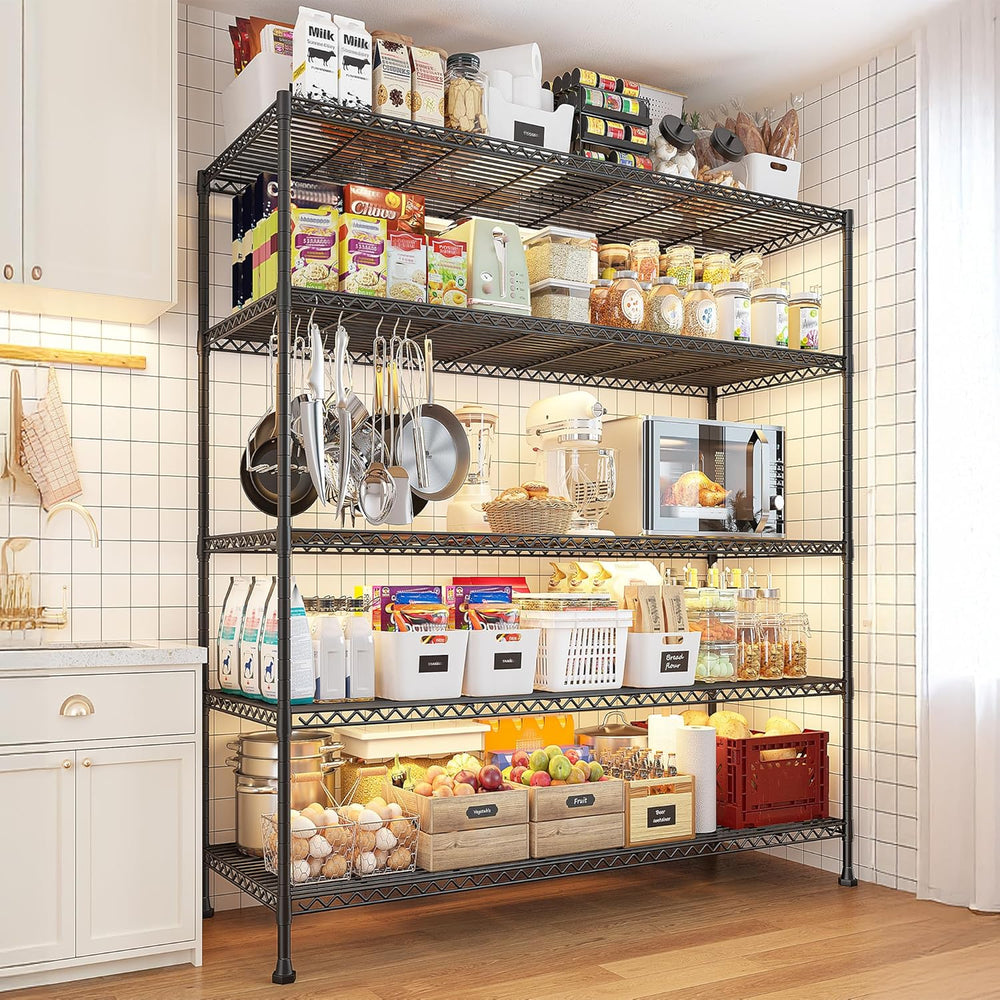 REIBII Heavy Duty 5-Tier Storage Shelves, 45.5''W for Kitchen Garage ...