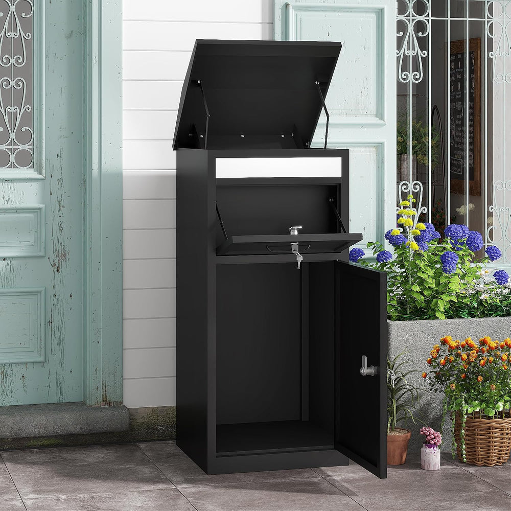 Package Delivery Boxes for Outside with Lock, Black