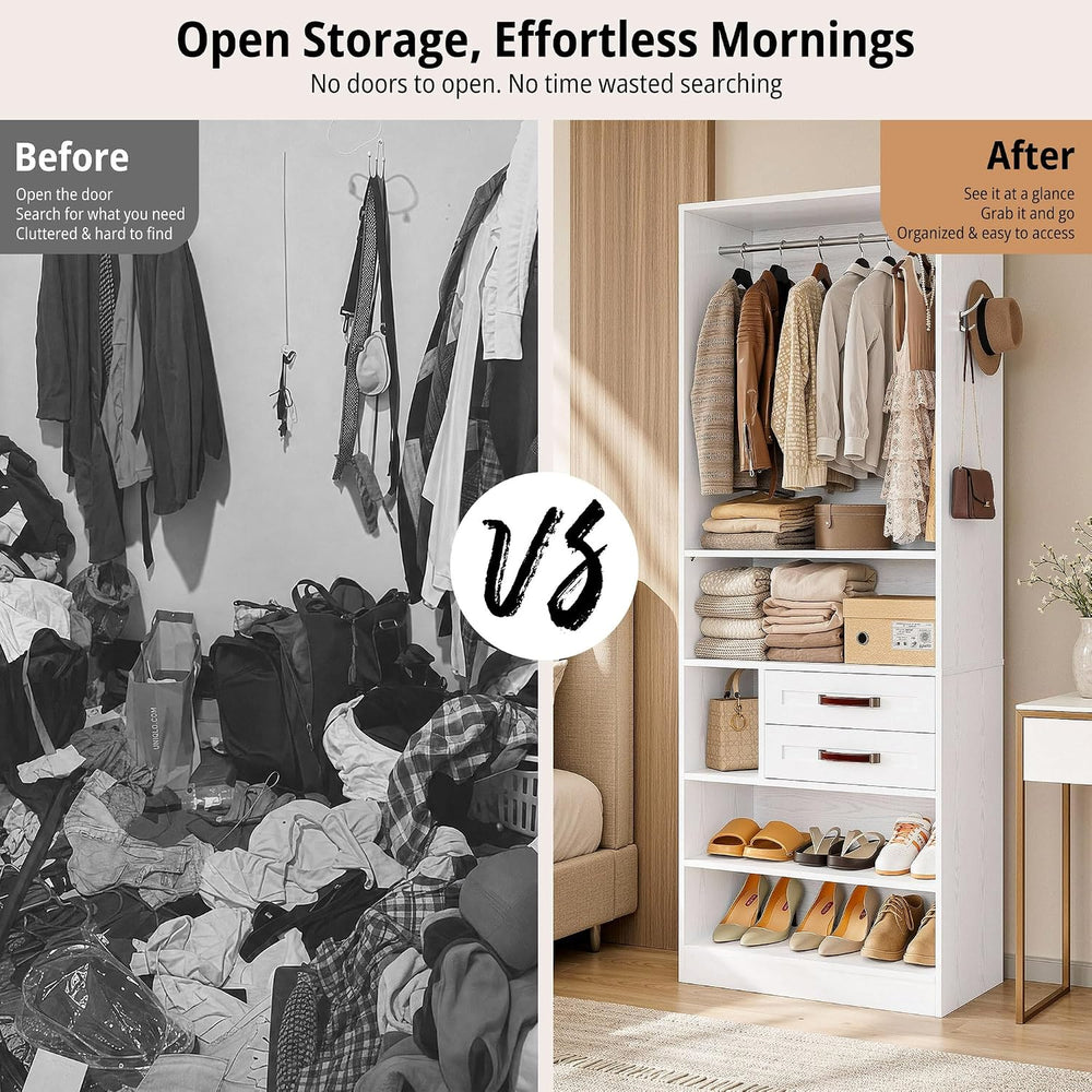 IRONCK Closet Organizer System with 2 Drawers & Adjustable Shelves, 29.6&...