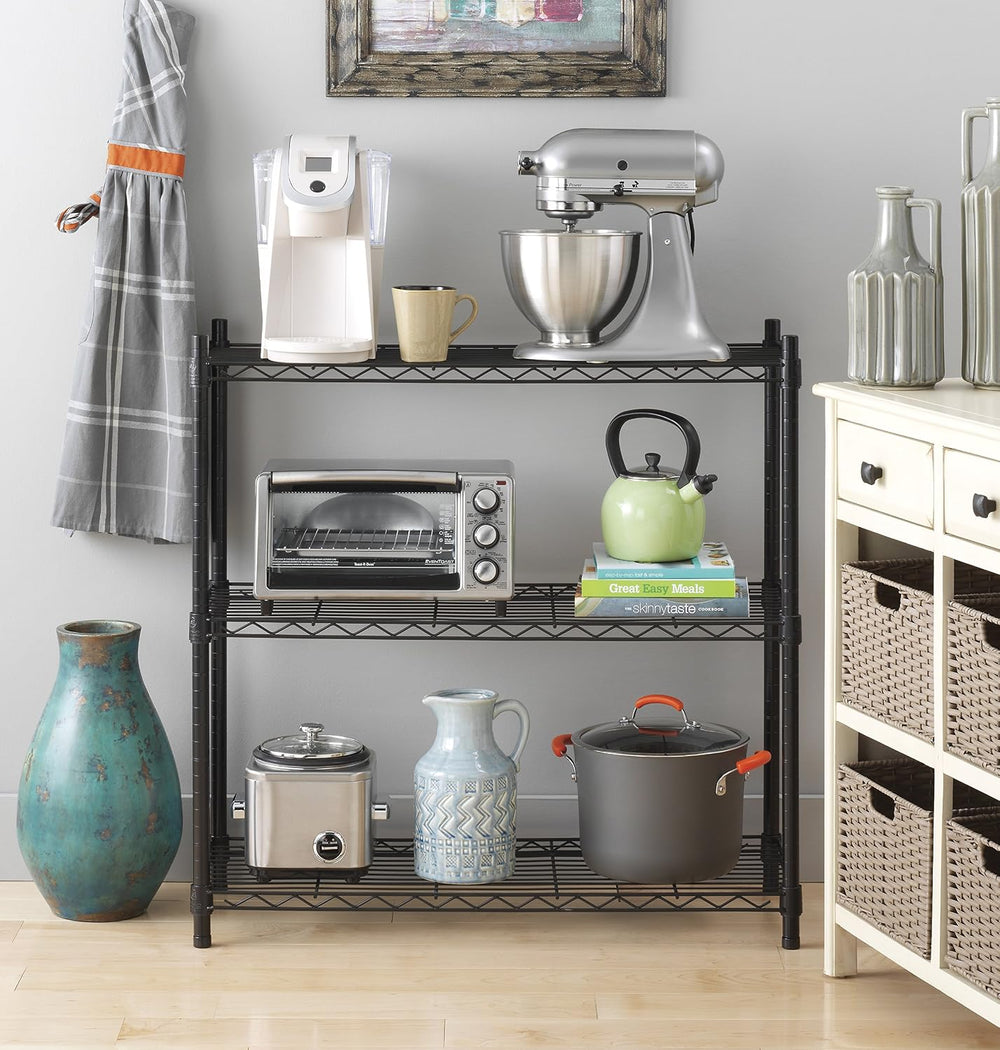 Whitmor 3 Tier Shelving Unit, Metal Shelving, Adjustable Wire Shelving