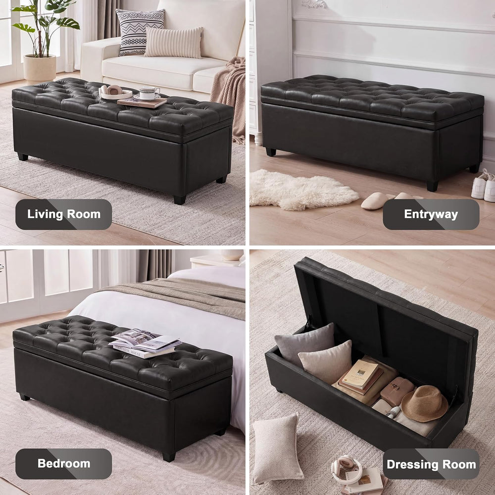 Mangodan 43 Inch Storage Ottoman, Tufted Ottoman with Storage