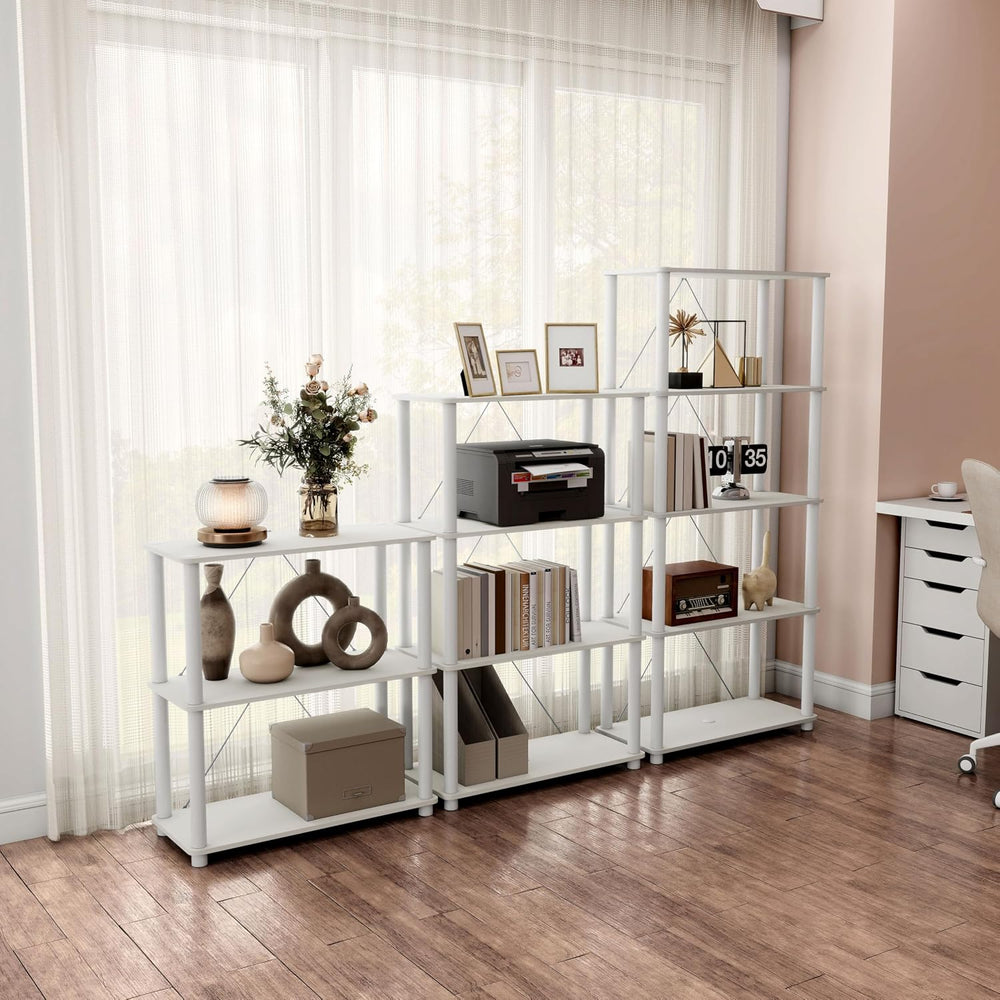 Homes: Inside + Out Apexa Modern 4-Tier Wide Shelving Units, Collectibles Dis...
