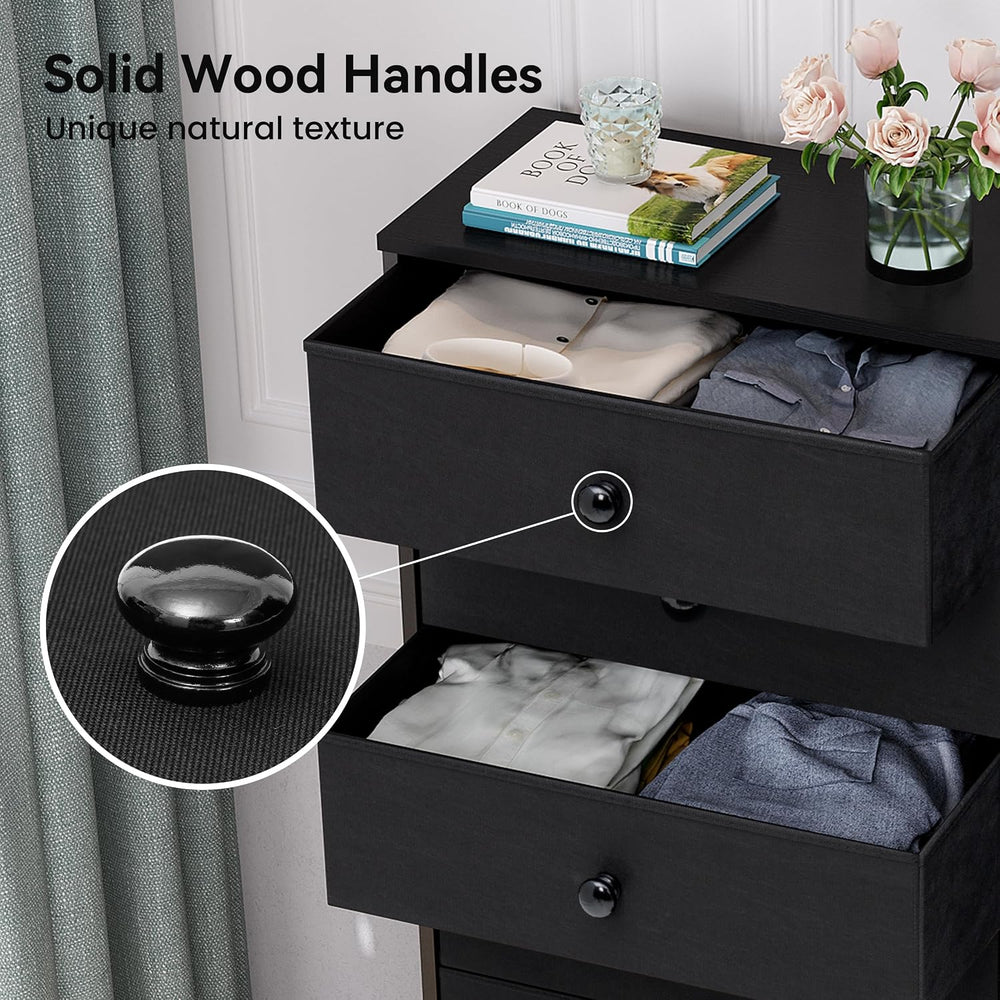 Fabric Dresser for Bedroom, Wide 7-Drawer Tall Vertical Tower (Black)
