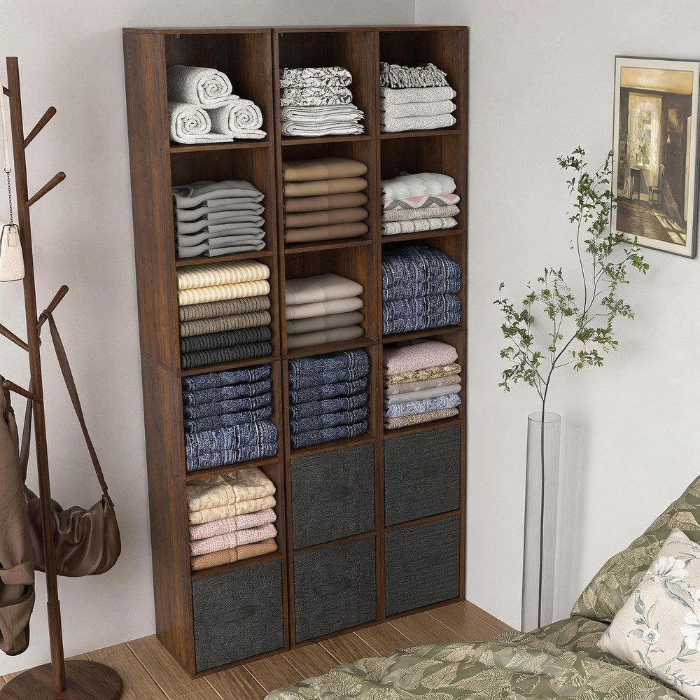 6 Cube Storage Organizer, Narrow Open Shelf Bookcase, Freestanding 6 Tier Low...