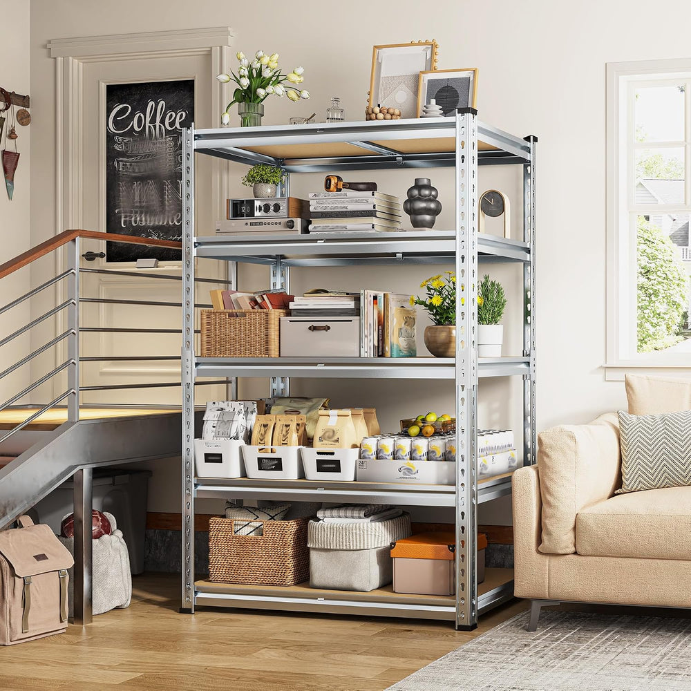 REIBII Garage Shelving, 5 Tier Storage Shelves Load 2400LBS, Adjustable Garag...