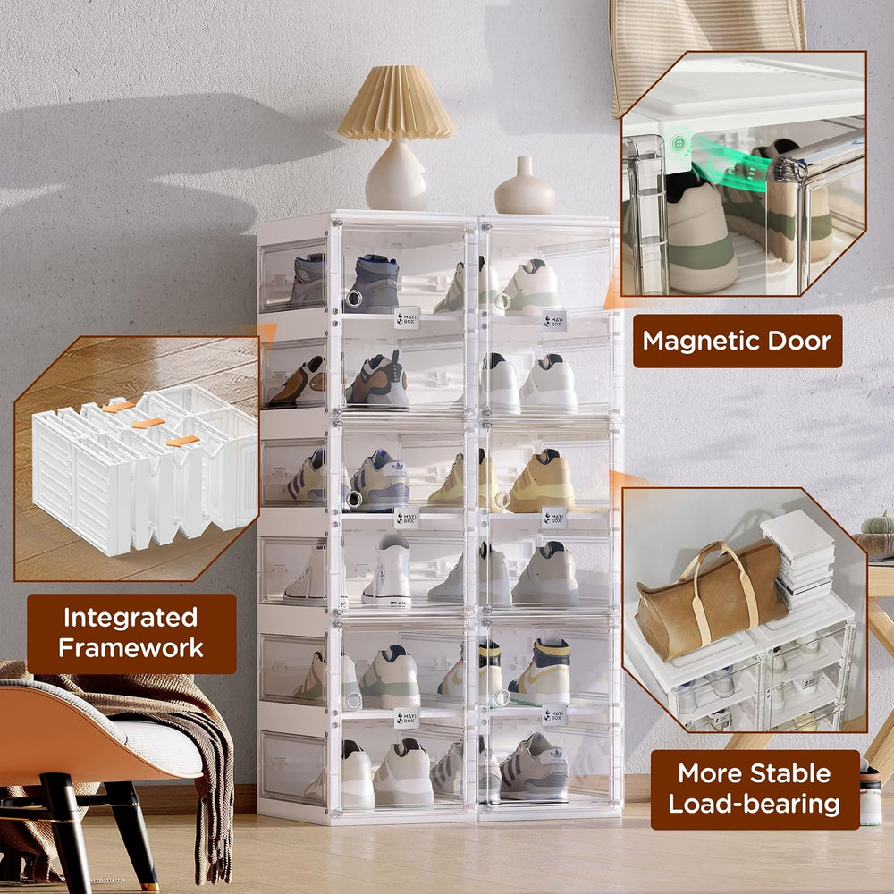 ANTBOX Foldable Shoe Rack,Shoe Organizers for Closet Plastic Shoe Storage Box...
