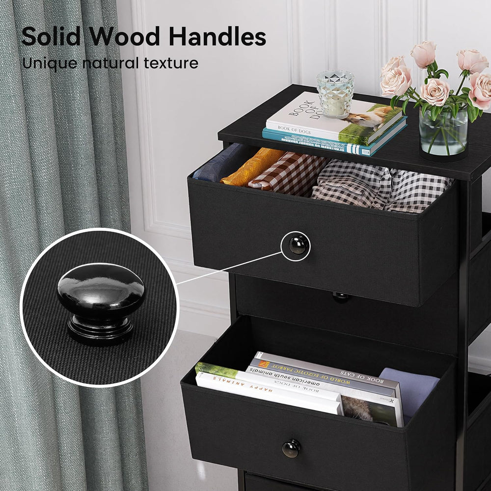 Fabric Dresser for Bedroom, 7-Drawer Tall Vertical Storage Tower (Black)