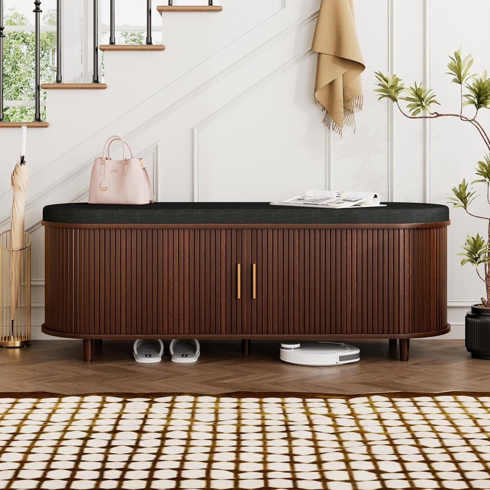 DHH 2-Tier Storage Bench,Wide Shoe Bench with Thickened Padded Seat Cushion, ...